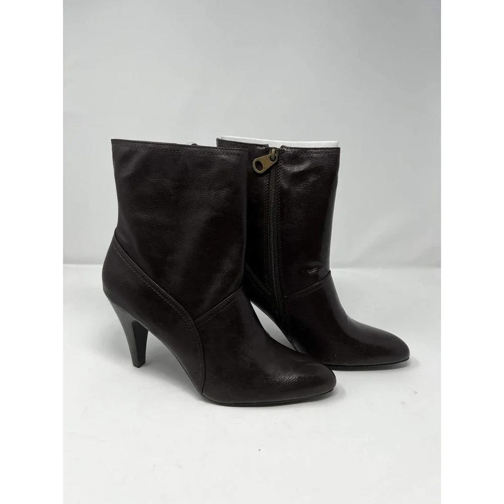 Connie Patti 0060010-1 Women's Brown Leather Pointed Toe Ankle Bootie Size‎ 10M